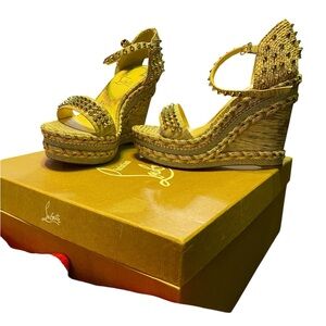 Christian Louboutin Gold Studded Wedges